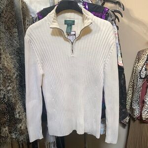 Lauren Ralph Lauren Off-White Ribbed Pullover